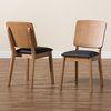 Baxton Studio Denmark MidCentury Black Fabric and French Oak Brown Finished Rubberwood Dining Chair Set2PC 224-2PC-12948-ZORO